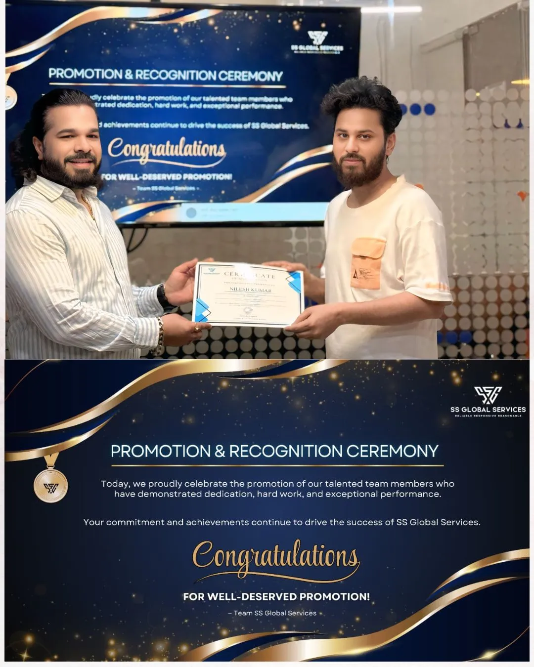 Nilesh Kumar Promotion - BDM | SS Global Services